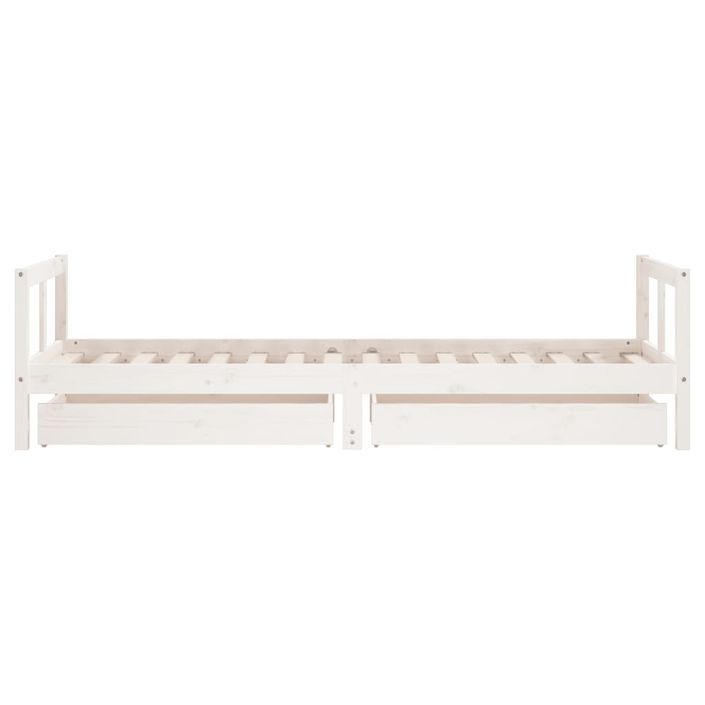 Cadre de lit enfant tiroirs blanc 80x200 cm bois de pin massif - Photo n°6