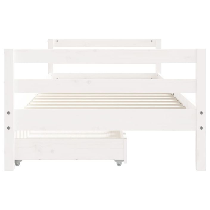 Cadre de lit enfant tiroirs blanc 80x200 cm bois de pin massif - Photo n°5