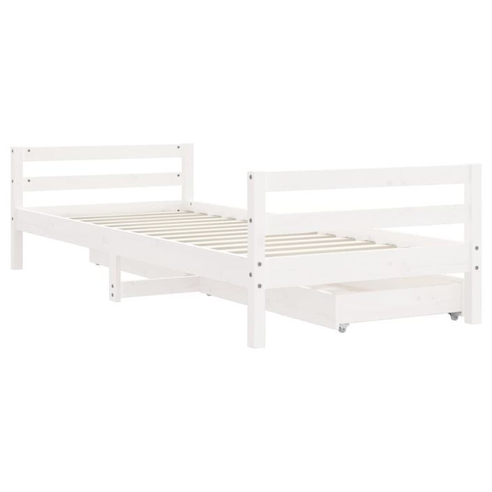 Cadre de lit enfant tiroirs blanc 80x200 cm bois de pin massif - Photo n°7