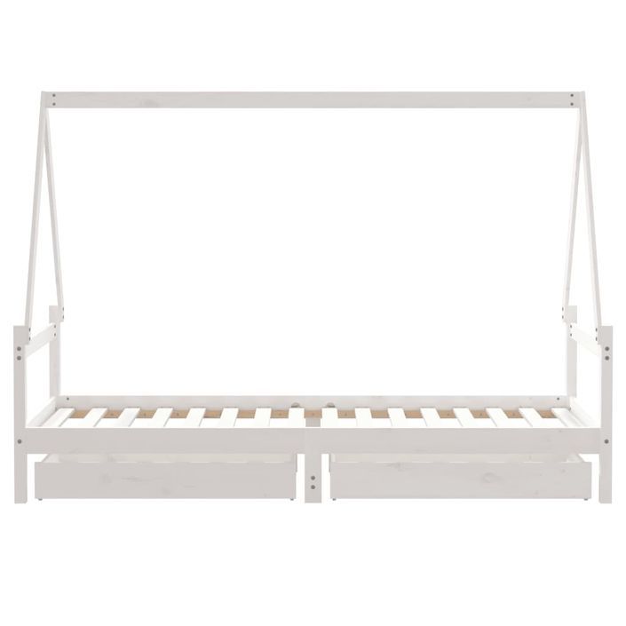 Cadre de lit enfant tiroirs blanc 90x200 cm bois de pin massif - Photo n°6
