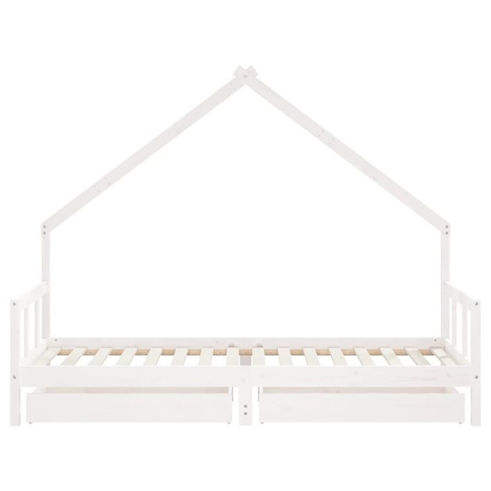 Cadre de lit enfant tiroirs blanc 90x200 cm bois de pin massif - Photo n°5