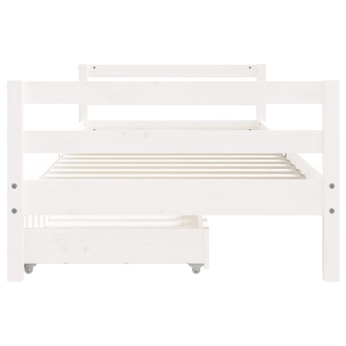 Cadre de lit enfant tiroirs blanc 90x200 cm bois de pin massif - Photo n°5