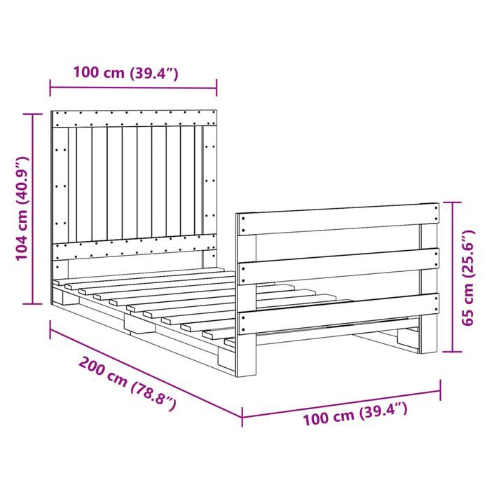 Cadre de lit et tête de lit 100x200 cm bois de pin massif - Photo n°11