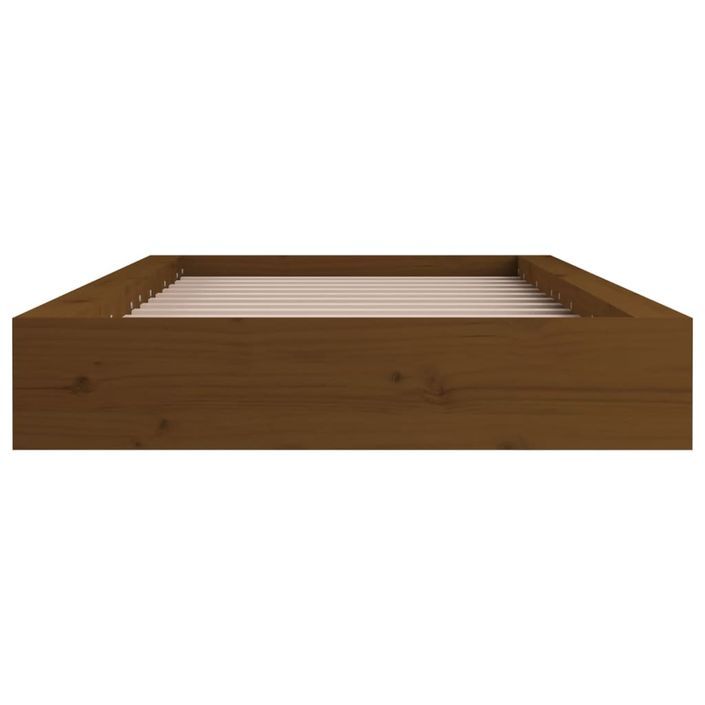 Cadre de lit Marron miel 75x190 cm Petit simple Bois massif - Photo n°4