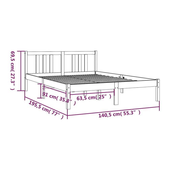 Lit Marron miel Bois massif 135x190 cm Double 4 - Photo n°9