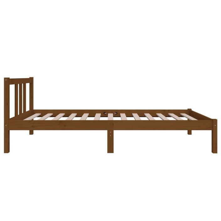 Cadre de lit Marron miel Bois massif 75x190 cm Petit simple - Photo n°5