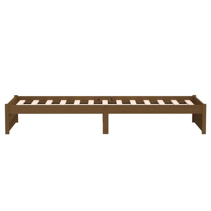 Cadre de lit Marron miel Bois massif 75x190 cm Petit simple - Photo n°6