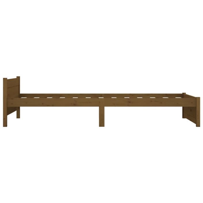 Cadre de lit Marron miel Bois massif 75x190 cm Petit simple - Photo n°6