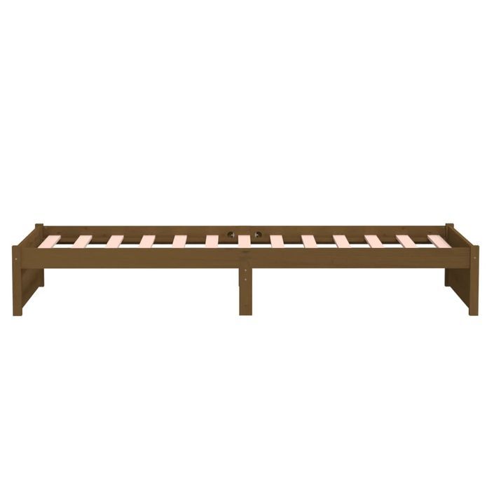 Cadre de lit Marron miel Bois massif 90x190 cm Simple - Photo n°6