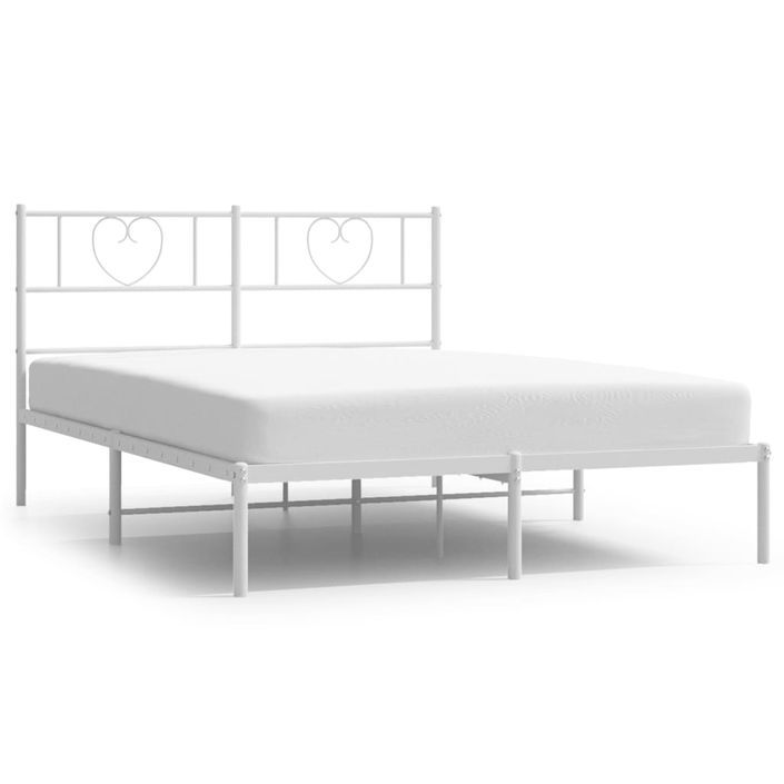 Cadre de lit métal avec tête de lit blanc 120x200 cm - Photo n°1
