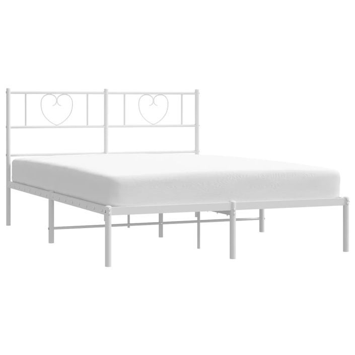 Cadre de lit métal avec tête de lit blanc 120x200 cm - Photo n°3