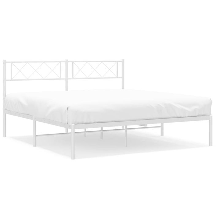 Cadre de lit métal avec tête de lit blanc 140x200 cm - Photo n°1