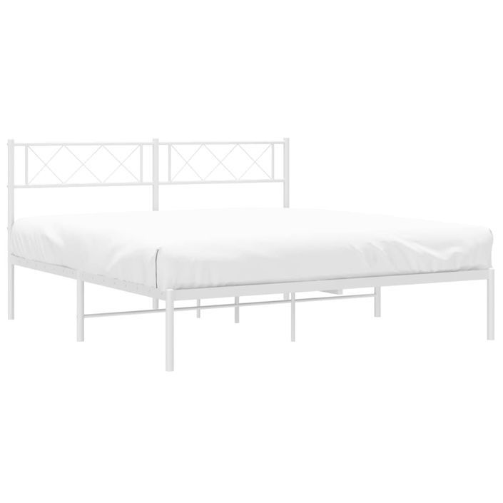Cadre de lit métal avec tête de lit blanc 140x200 cm - Photo n°3