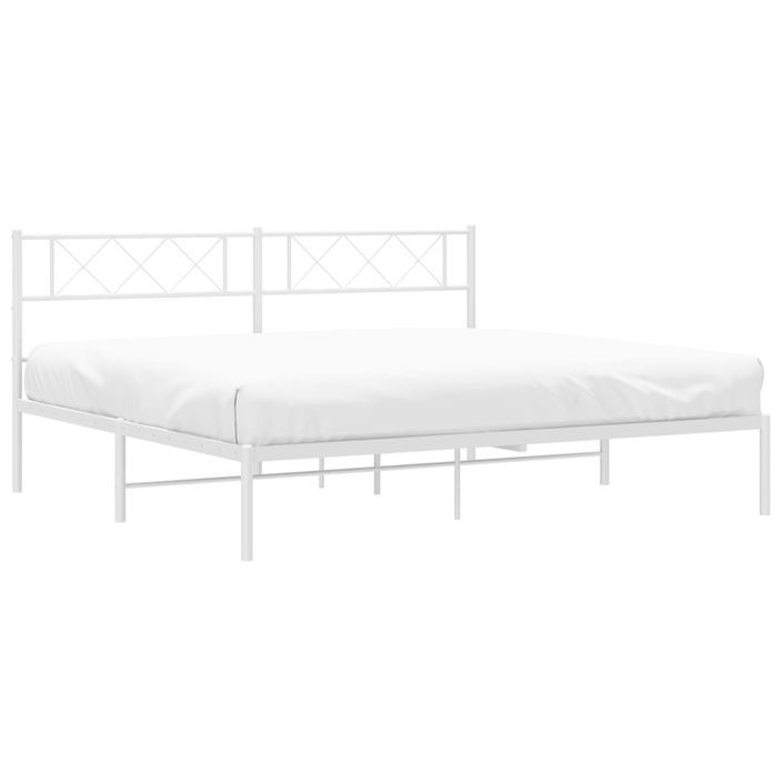 Cadre de lit métal avec tête de lit blanc 160x200 cm - Photo n°3