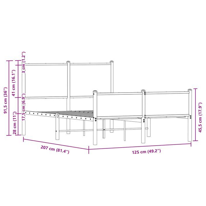 Cadre de lit métal avec tête de lit et pied de lit 120x200 cm - Photo n°10