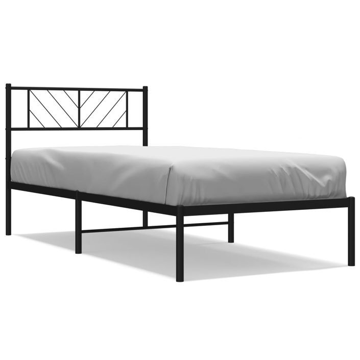 Cadre de lit métal avec tête de lit noir 100x190 cm - Photo n°1