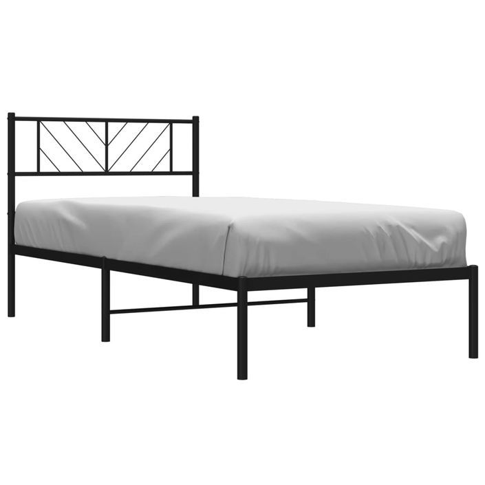Cadre de lit métal avec tête de lit noir 100x190 cm - Photo n°3