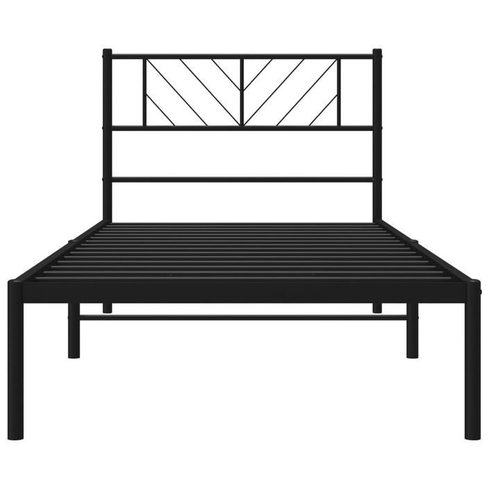 Cadre de lit métal avec tête de lit noir 100x190 cm - Photo n°5