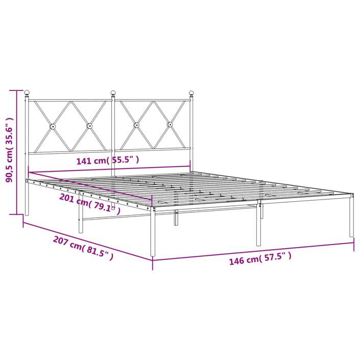 Cadre de lit métal avec tête de lit noir 140x200 cm - Photo n°8