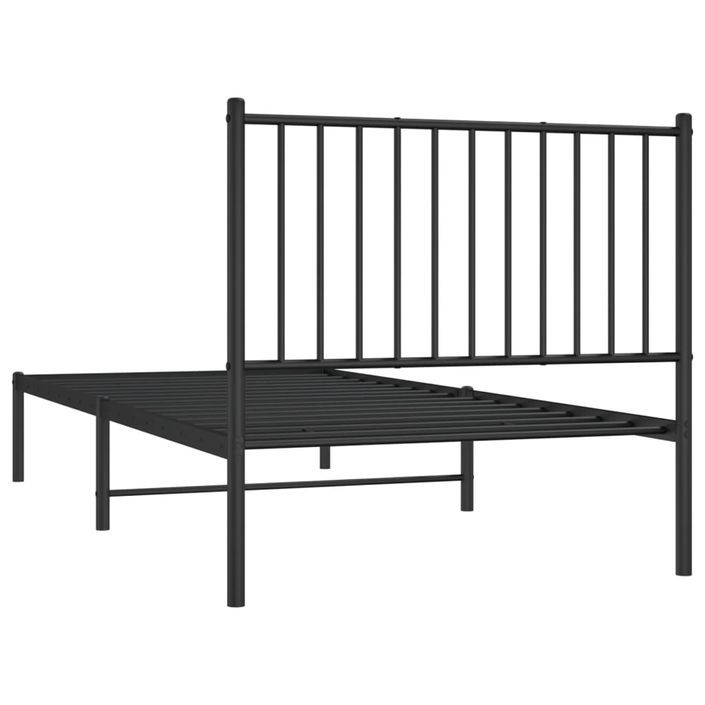 Cadre de lit métal avec tête de lit noir 90x200 cm - Photo n°7
