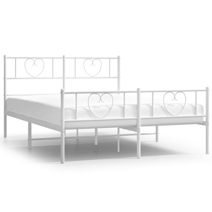 Cadre de lit métal avec tête de lit/pied de lit blanc 120x190cm - Photo n°1