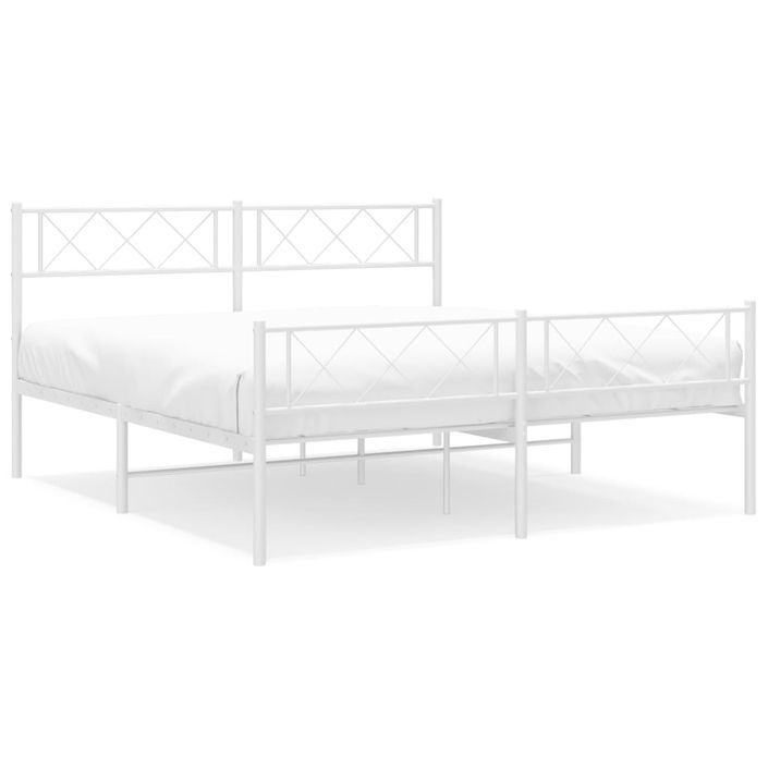 Cadre de lit métal avec tête de lit/pied de lit blanc 120x200cm - Photo n°1