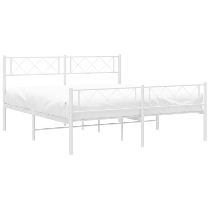 Cadre de lit métal avec tête de lit/pied de lit blanc 120x200cm - Photo n°3