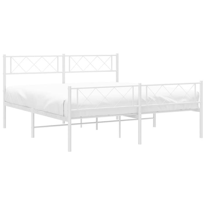Cadre de lit métal avec tête de lit/pied de lit blanc 135x190cm - Photo n°3