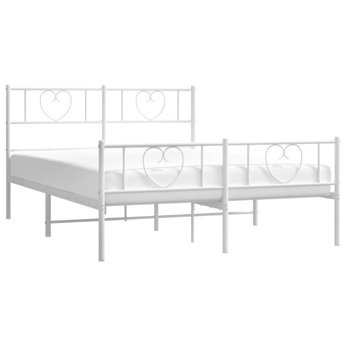 Cadre de lit métal avec tête de lit/pied de lit blanc 140x200cm - Photo n°3