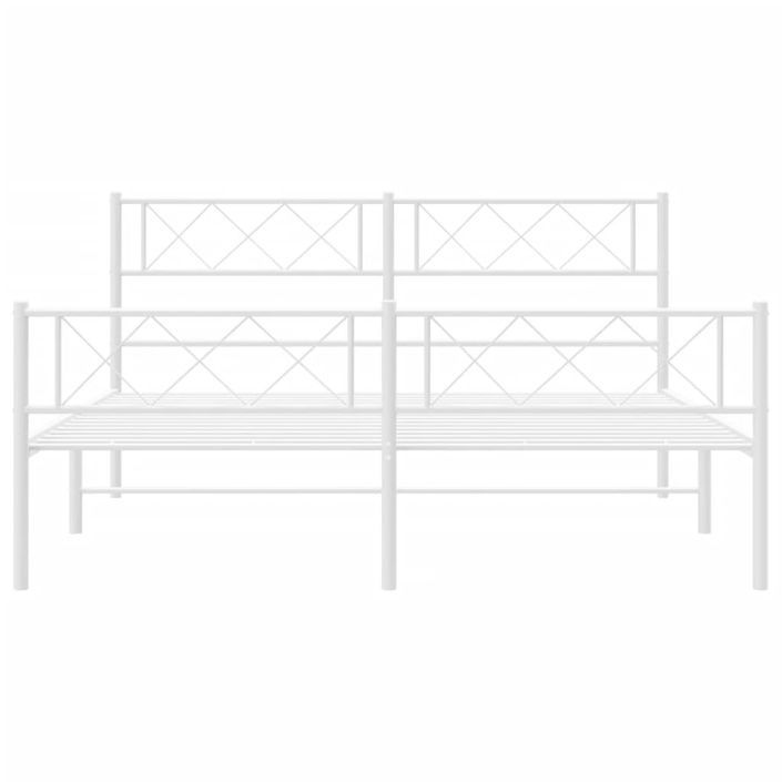 Cadre de lit métal avec tête de lit/pied de lit blanc 160x200cm - Photo n°4