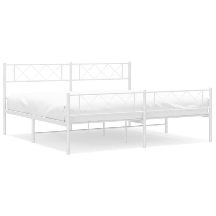 Cadre de lit métal avec tête de lit/pied de lit blanc 193x203cm - Photo n°1