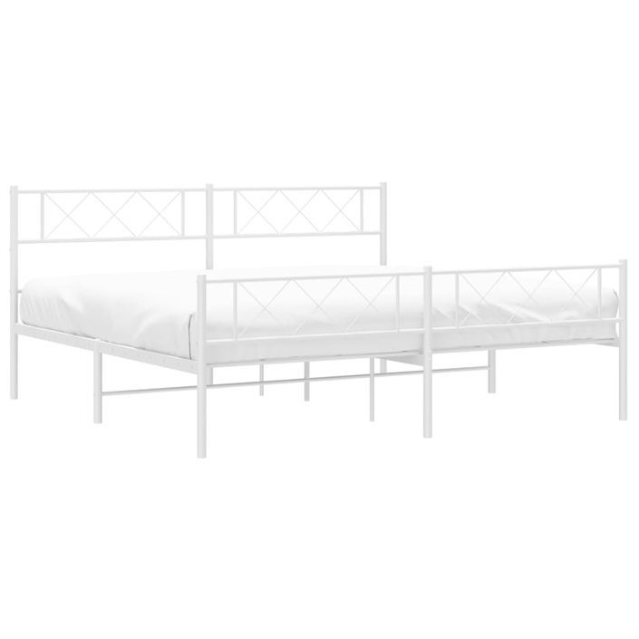 Cadre de lit métal avec tête de lit/pied de lit blanc 193x203cm - Photo n°3