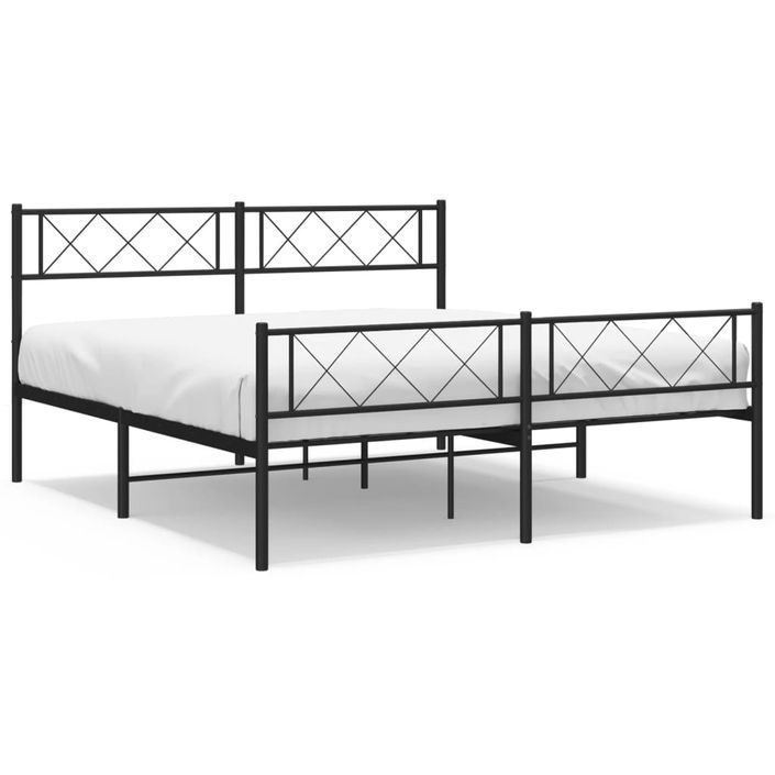 Cadre de lit métal avec tête de lit/pied de lit noir 120x190 cm - Photo n°1