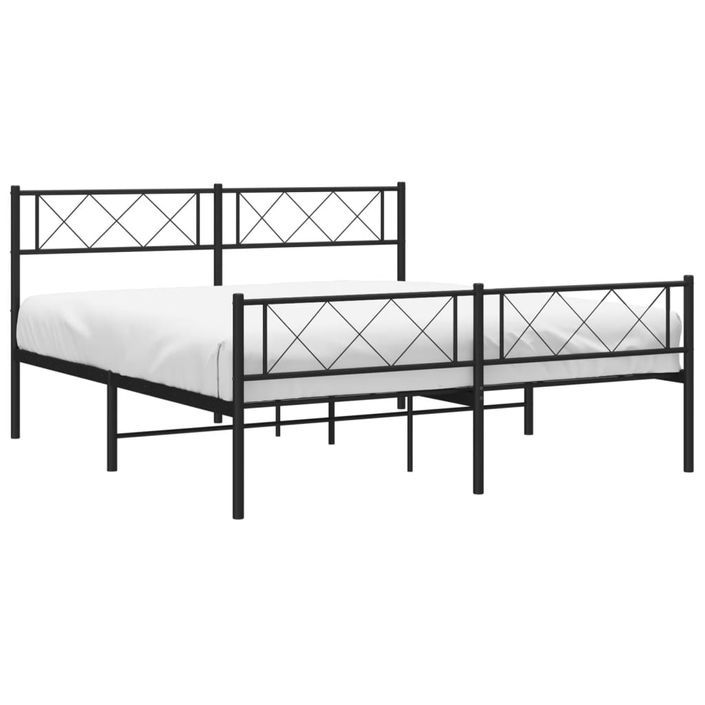 Cadre de lit métal avec tête de lit/pied de lit noir 120x190 cm - Photo n°3
