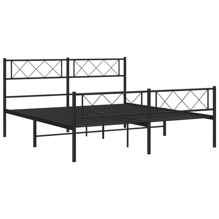 Cadre de lit métal avec tête de lit/pied de lit noir 120x190 cm - Photo n°5