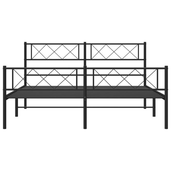 Cadre de lit métal avec tête de lit/pied de lit noir 120x200 cm - Photo n°4