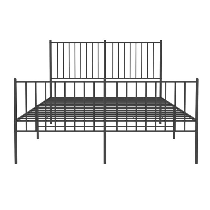 Cadre de lit métal avec tête de lit/pied de lit noir 135x190 cm - Photo n°5