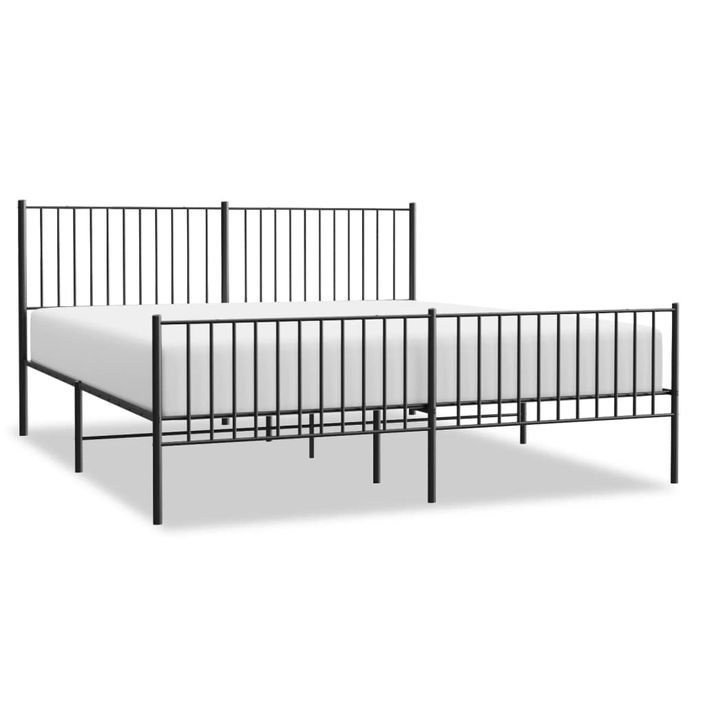 Cadre de lit métal avec tête de lit/pied de lit noir 180x200 cm - Photo n°2