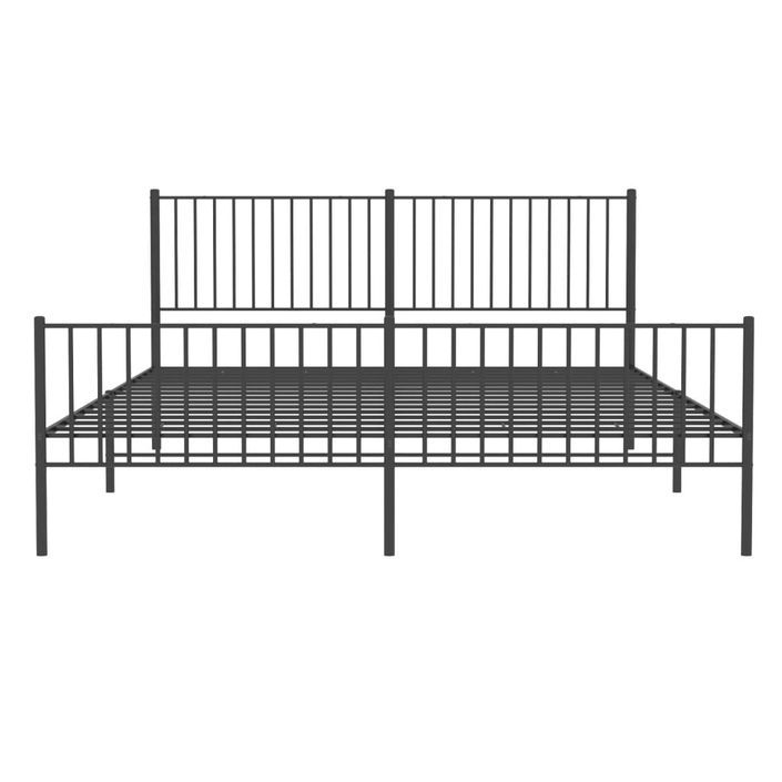 Cadre de lit métal avec tête de lit/pied de lit noir 180x200 cm - Photo n°5