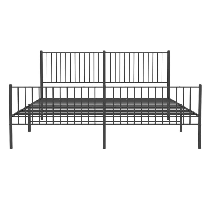 Cadre de lit métal avec tête de lit/pied de lit noir 193x203 cm - Photo n°5