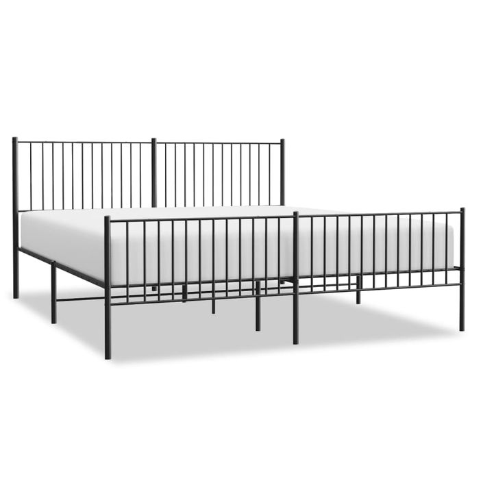 Cadre de lit métal avec tête de lit/pied de lit noir 200x200 cm - Photo n°2