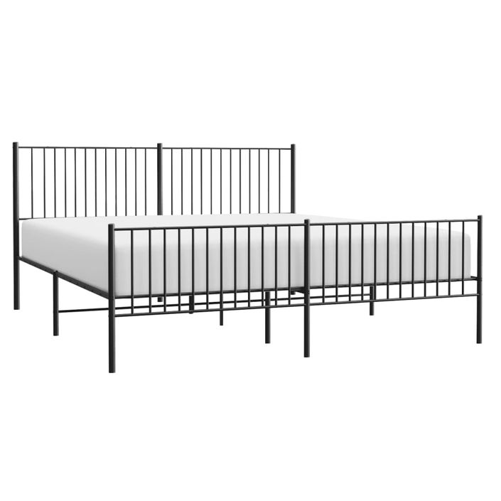 Cadre de lit métal avec tête de lit/pied de lit noir 200x200 cm - Photo n°3