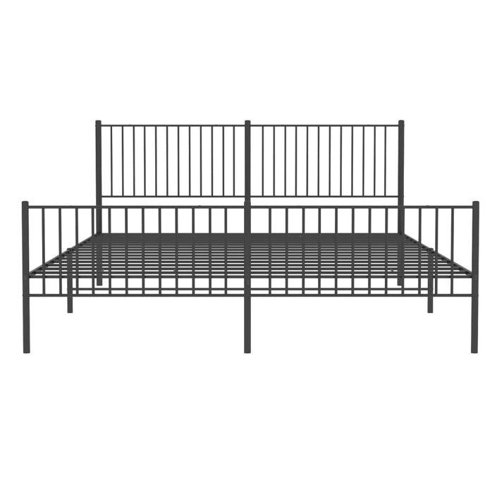 Cadre de lit métal avec tête de lit/pied de lit noir 200x200 cm - Photo n°5