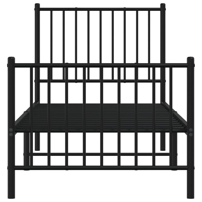 Cadre de lit métal avec tête de lit/pied de lit noir 75x190 cm - Photo n°5