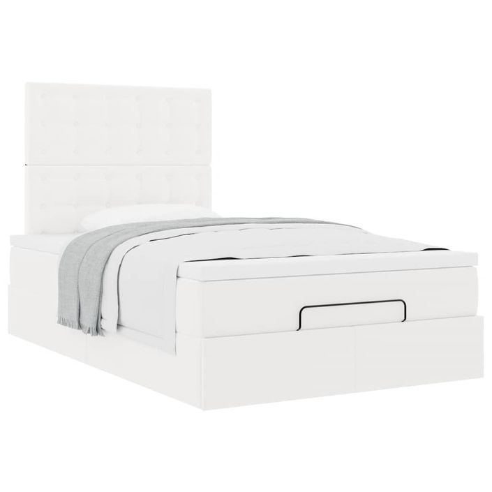 Cadre de lit ottoman avec matelas blanc 120x190 cm similicuir - Photo n°1