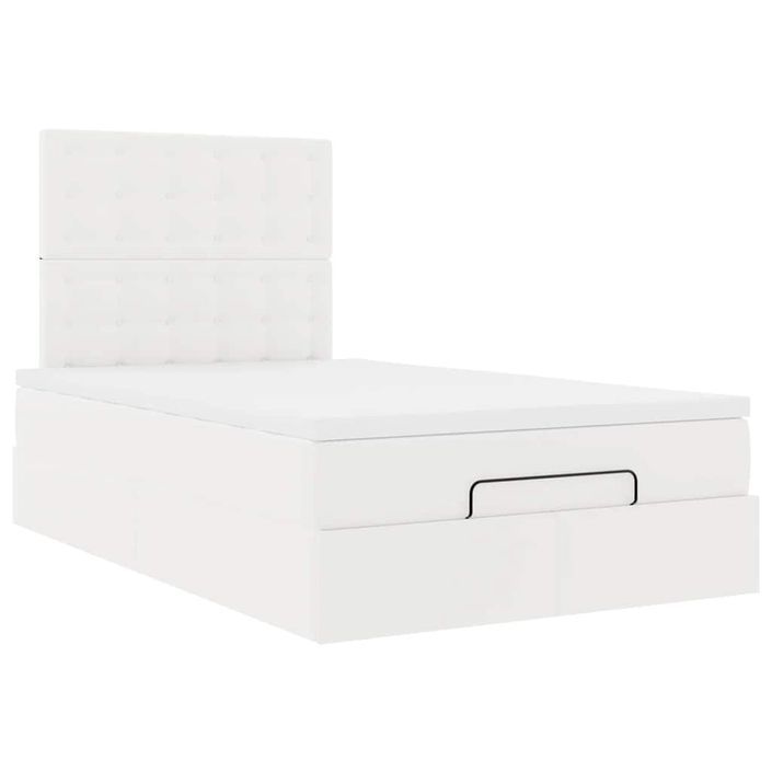 Cadre de lit ottoman avec matelas blanc 120x190 cm similicuir - Photo n°2