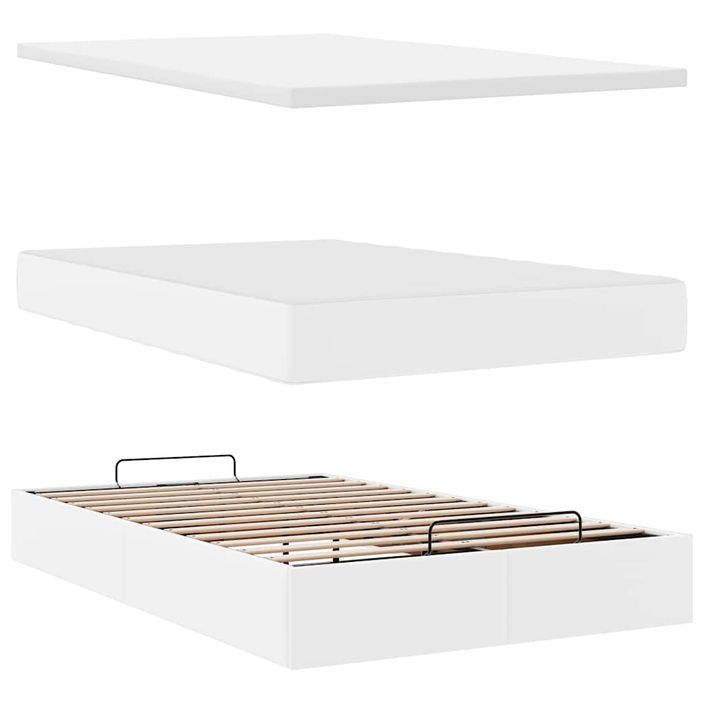 Cadre de lit ottoman avec matelas blanc 120x190 cm similicuir - Photo n°6