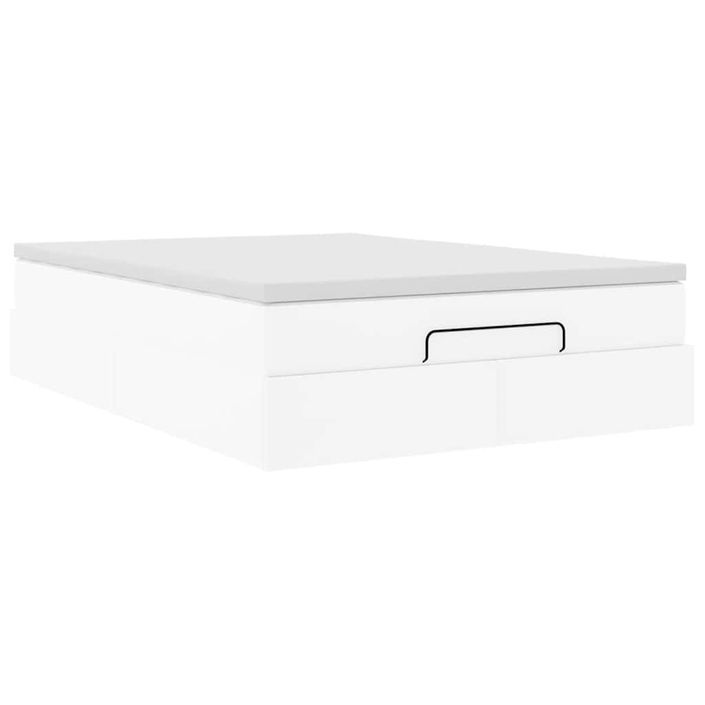 Cadre de lit ottoman avec matelas blanc 140x190 cm similicuir - Photo n°2