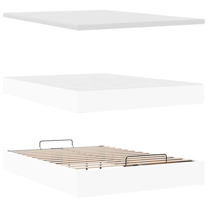 Cadre de lit ottoman avec matelas blanc 140x190 cm similicuir - Photo n°6