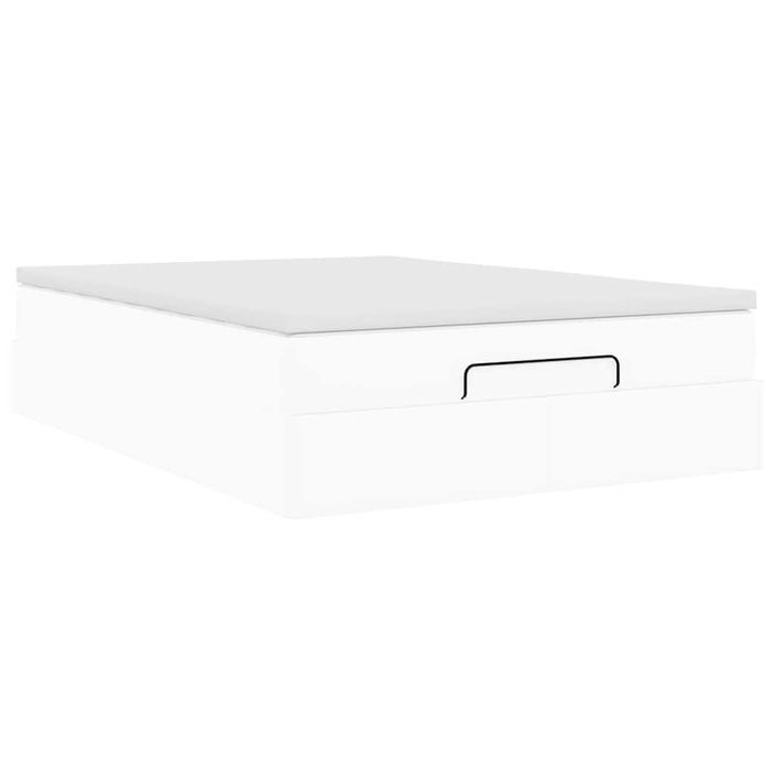 Cadre de lit ottoman avec matelas blanc 140x190 cm similicuir - Photo n°8